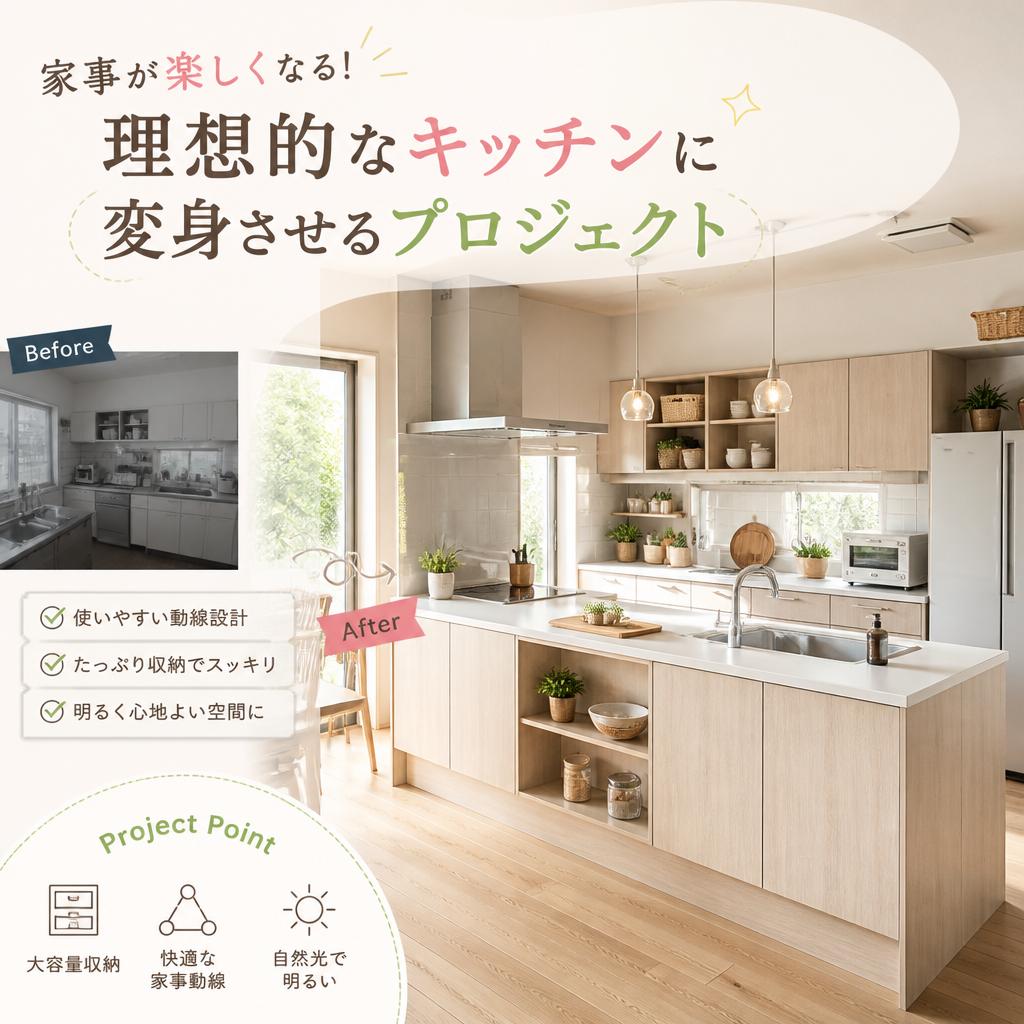 家事が楽しくなる！理想的なキッチンに変身させるプロジェクト